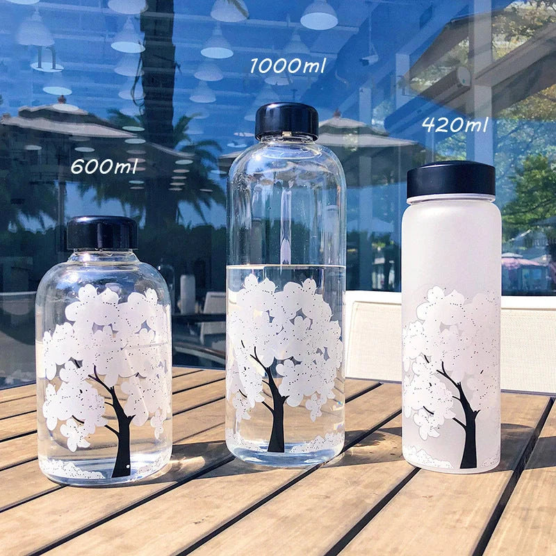 Colour changing glass water glass with high borosilicate body and food-grade lid