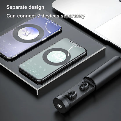 Mini portable pull-out Bluetooth headset in charging case with multiple colour options