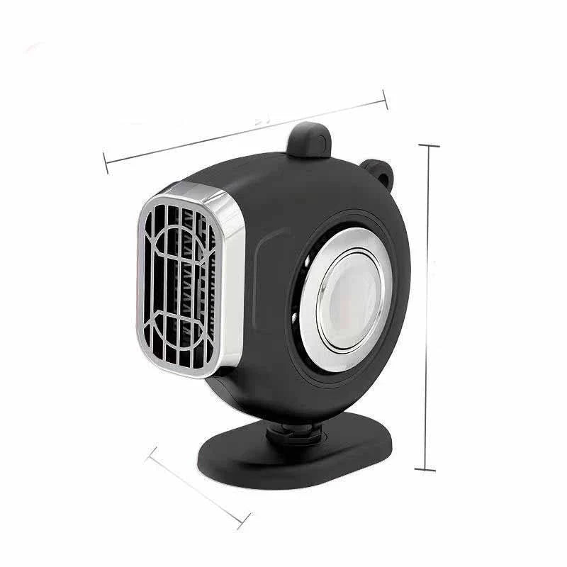 Dual-function car heater and defroster with adjustable mount, designed to quickly remove frost and fog for improved visibility and provide reliable heating for year-round comfort.