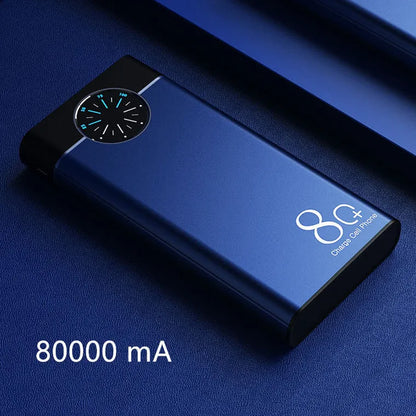 Black, red, and blue coloured 20000mAh fast charging portable power bank with alloy casing.