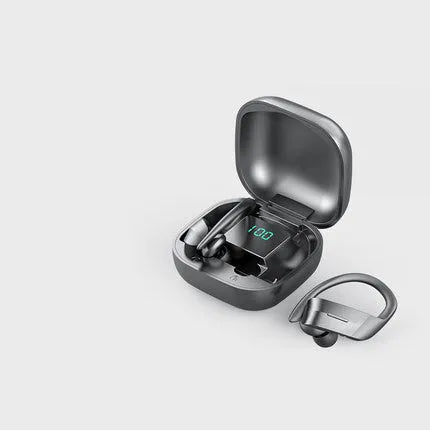 In-ear wireless headphones with Bluetooth 5.0, hanging ear design, NFC, and multi-point connection in Black or White