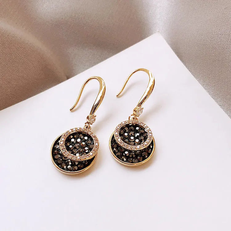 Geometric alloy earrings in a 3.6cm retro Hong Kong style, offering a versatile all-match accessory with a classic circular shape and hypoallergenic finish.