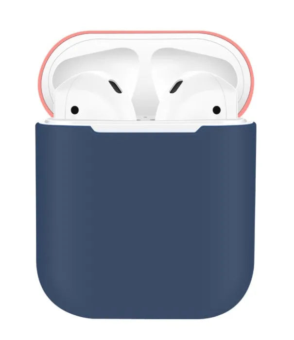 Soft silicone protective case for Apple AirPods charging box in various solid colours.