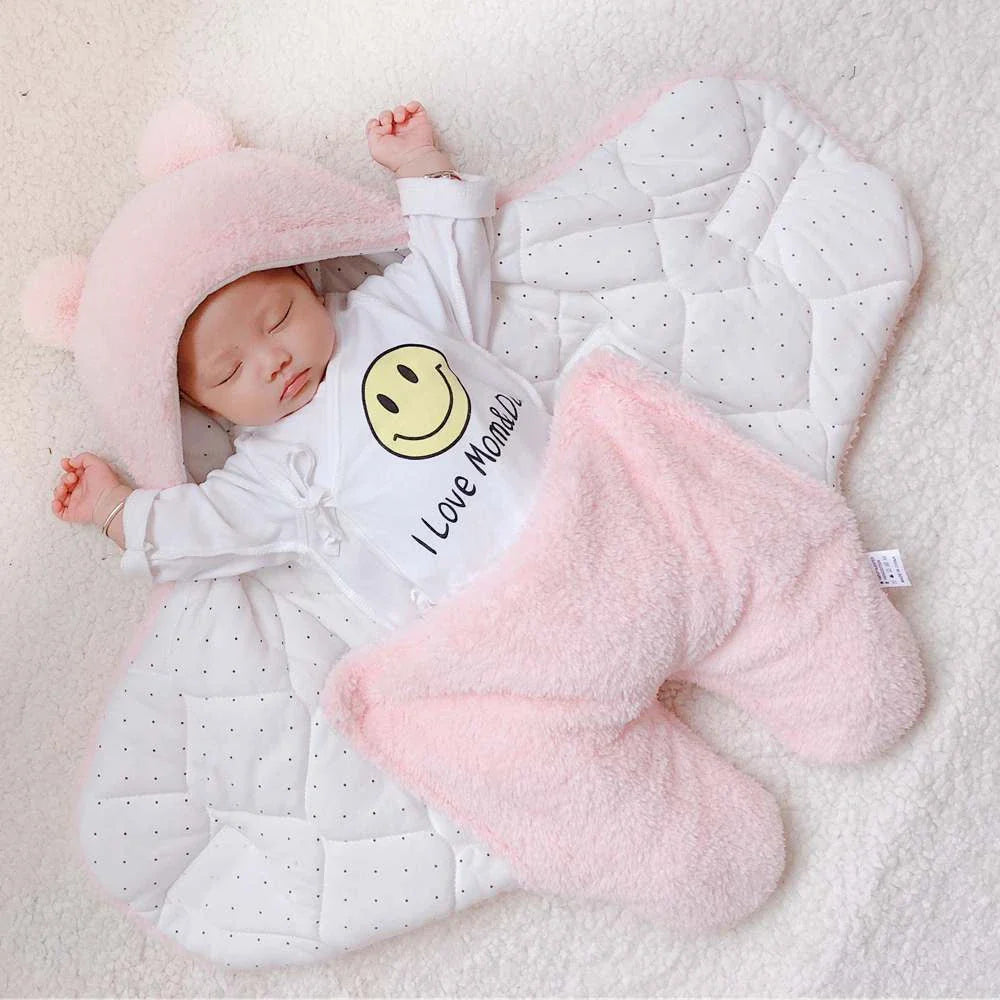 Cozy cotton baby sleeping bag with soft, breathable interior and warm, insulating outer layer