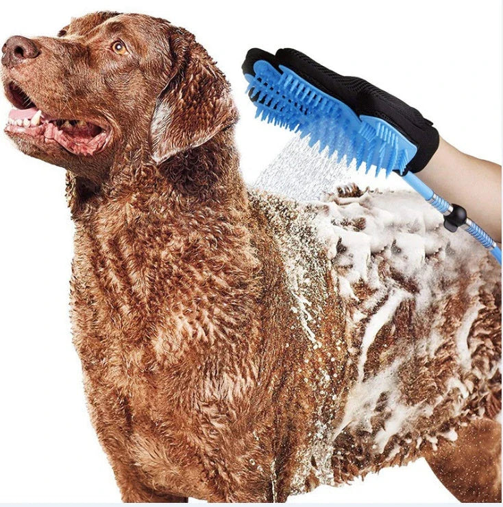 Premium pet grooming tool with bath brush and water sprayer, designed for dogs, cats, and horses of all sizes
