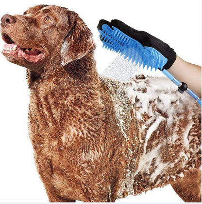 Premium pet grooming tool with bath brush and water sprayer, designed for dogs, cats, and horses of all sizes