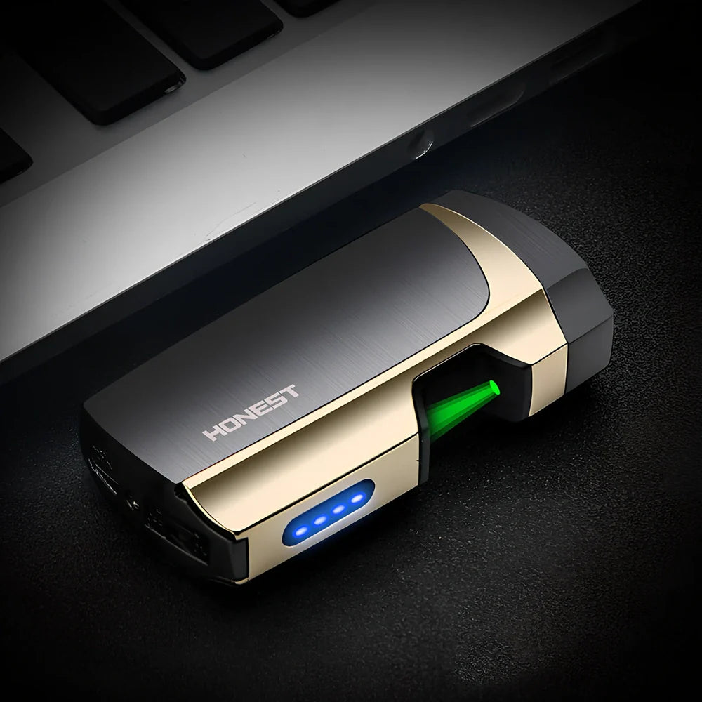 Metal windproof multi-function cigarette lighter showing five colour options and compact 74.6×35.6×17mm dimensions