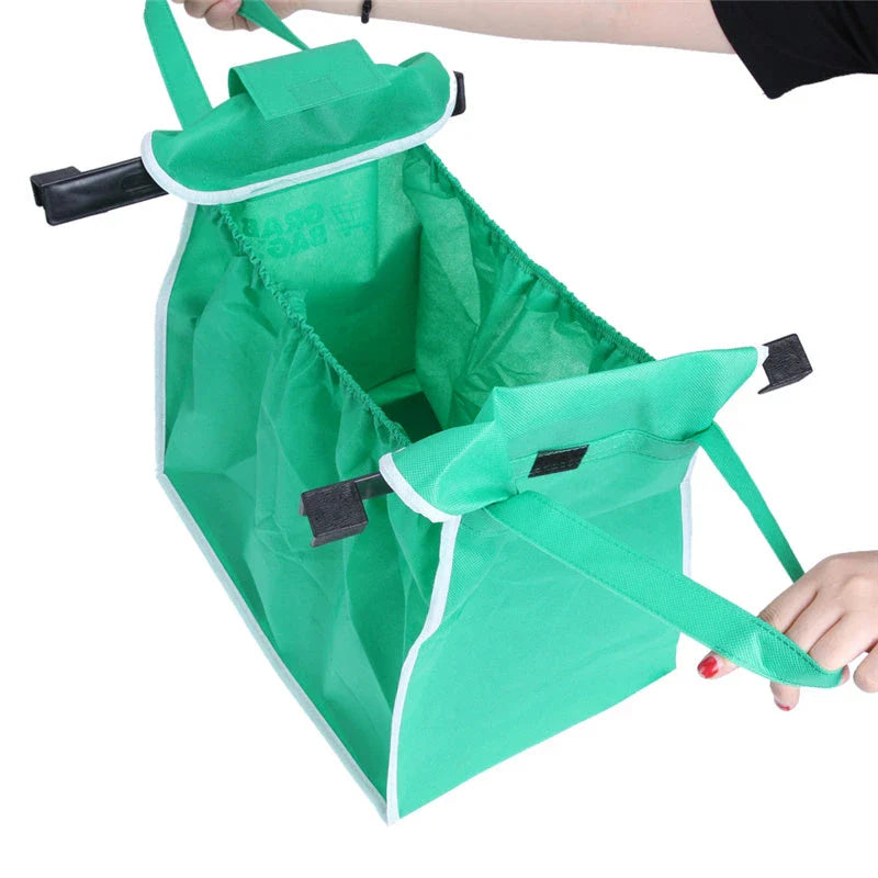 Eco-Friendly Foldaway Reusable Shopping Bag in Green - Durable, Mould-Resistant Cloth Tote with Generous 40-Pound Capacity