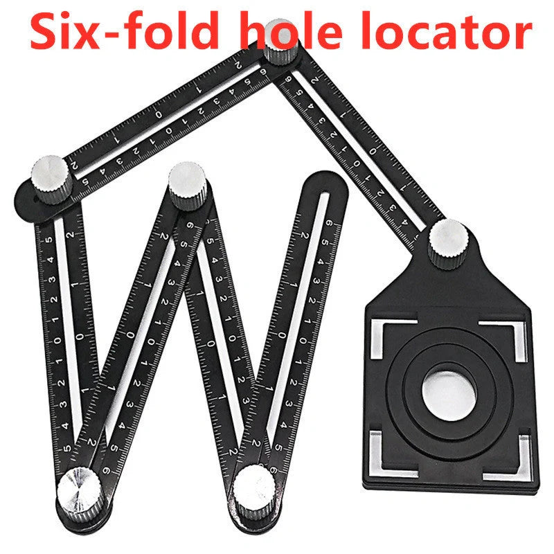 Aluminium alloy six-fold multi-angle measuring ruler for precise tile and flooring layouts