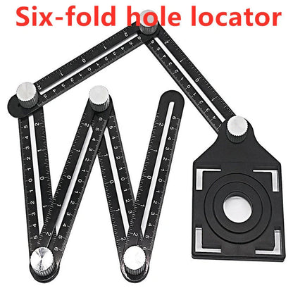 Aluminium alloy six-fold multi-angle measuring ruler for precise tile and flooring layouts