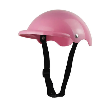 Small S size plastic pet helmet in pink, black, yellow, or green colours for motorcycle safety