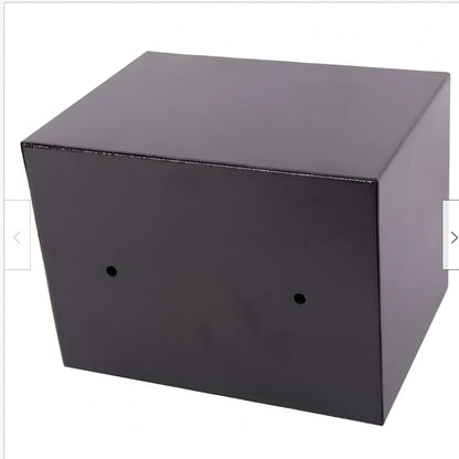 White mini office safe 230x170x170mm with password lock and 1/2mm panels on desk