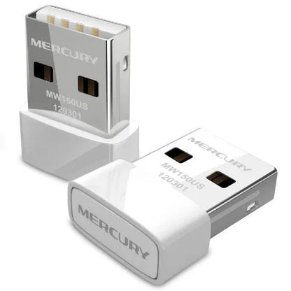 Mercury 150M wireless USB network card, White, 18.9mm × 14.8mm × 6.85mm, USB 2.0 Type-A adapter