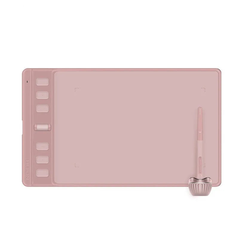 Hua Wang H641P black drawing tablet with PW110 digital pen on wooden desk