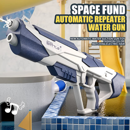 Blue electric water gun with anti-skid grip handle and USB charging port