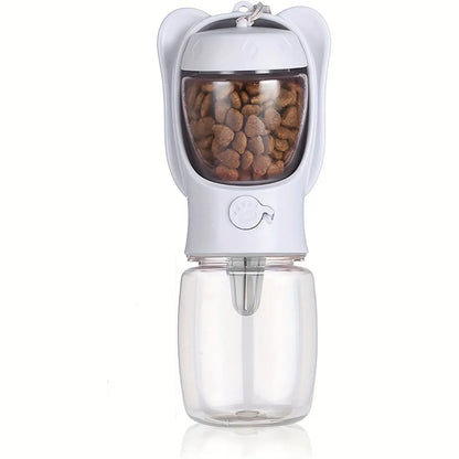 2 in 1 dog water bottle with food container in green, pink or white, 350ml or 550ml, leak proof portable pet dispenser