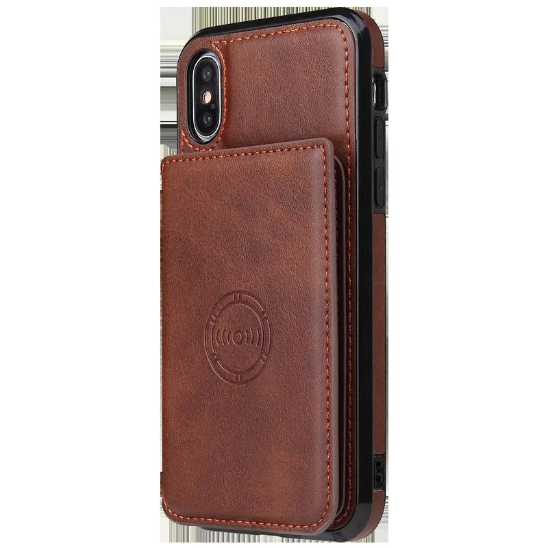 Card wallet leather case for iPhone 11 in multiple colours showing card slot and slim design