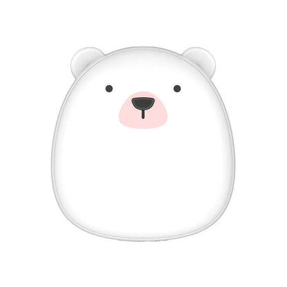 Cute cartoon penguin and polar bear design USB rechargeable hand warmer and power bank unit.