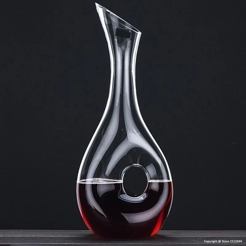 Premium crystal wine decanter with built-in pourer for effortless wine service and enhanced flavor profile
