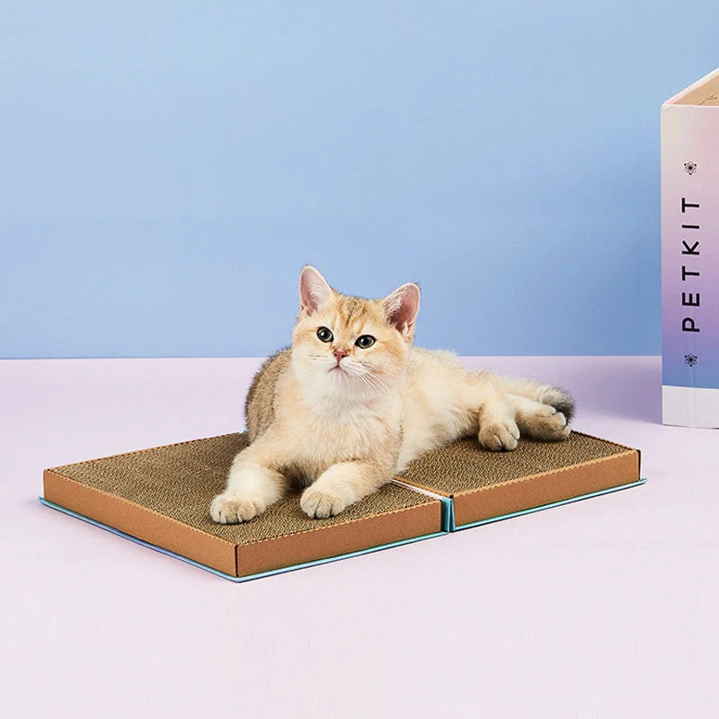 Cat Wiki Corrugated Scratching Board in sci-fi blue and dreamy purple powder