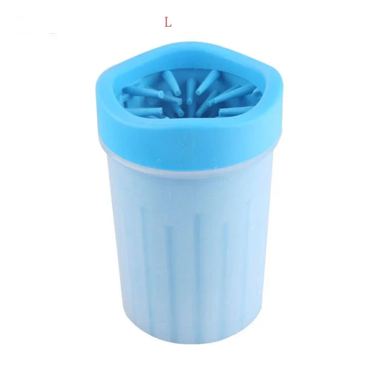 Silicone dog paw cleaning cup with soft bristles for easy and gentle paw washing