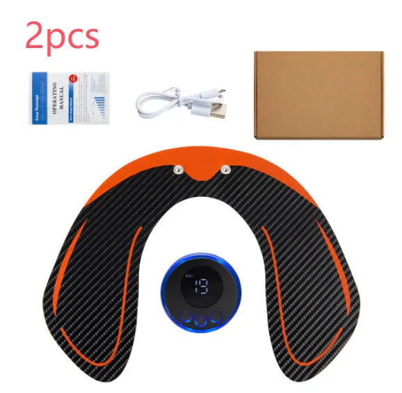 EMS hip muscle training stimulator with host unit and buttock patch for abdominal toning and buttock lifting