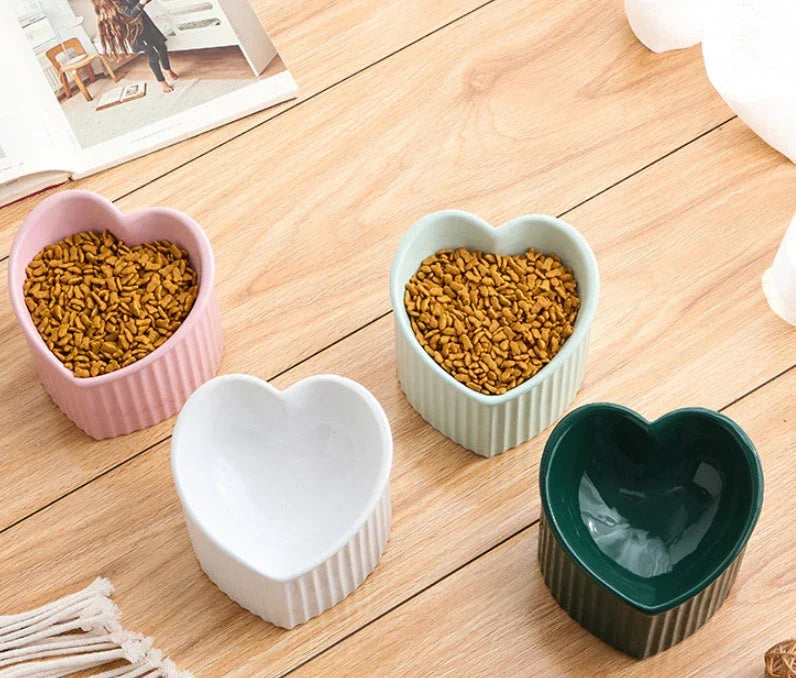Elevated ceramic pet bowl with tilted design for comfortable and healthy feeding