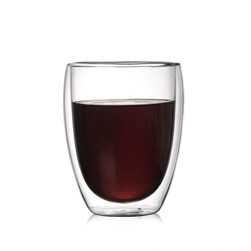 Egg-shaped double-layer insulated glass cup for water, beer, and coffee
