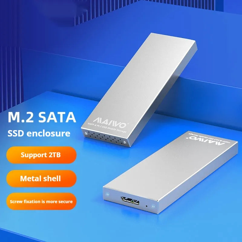 Aluminium alloy M.2 NGFF to USB 3.0 SSD enclosure, 110x40x9.2mm, in black or silver