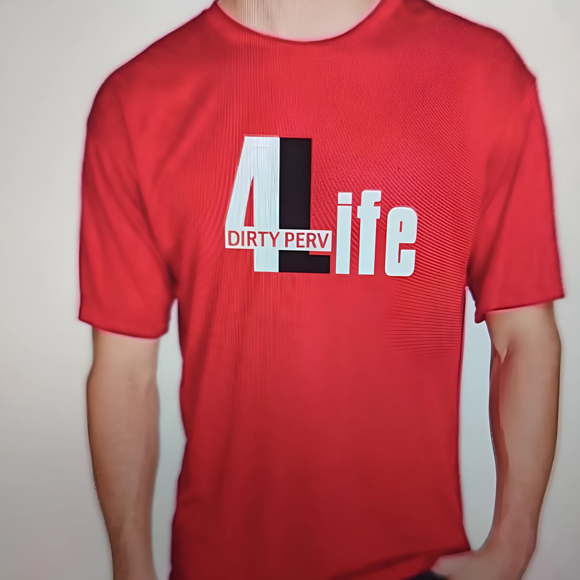 Red men's cotton t-shirt with short sleeves and round neck loose casual fit