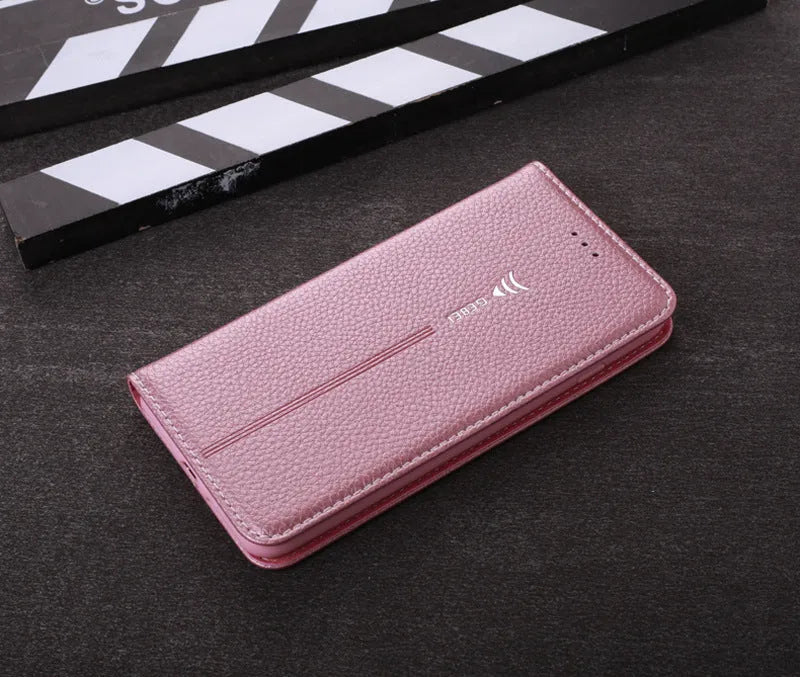 Business wallet phone case for iPhone with card slots in imported PU leather
