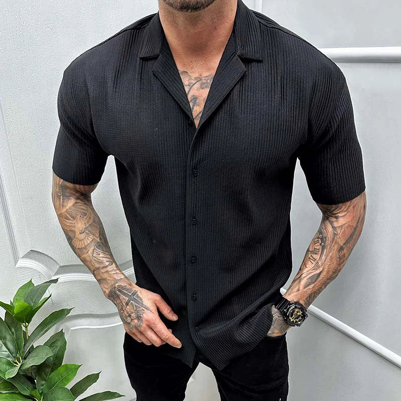 Men's stylish cotton blend short sleeve cardigan shirt in various colours