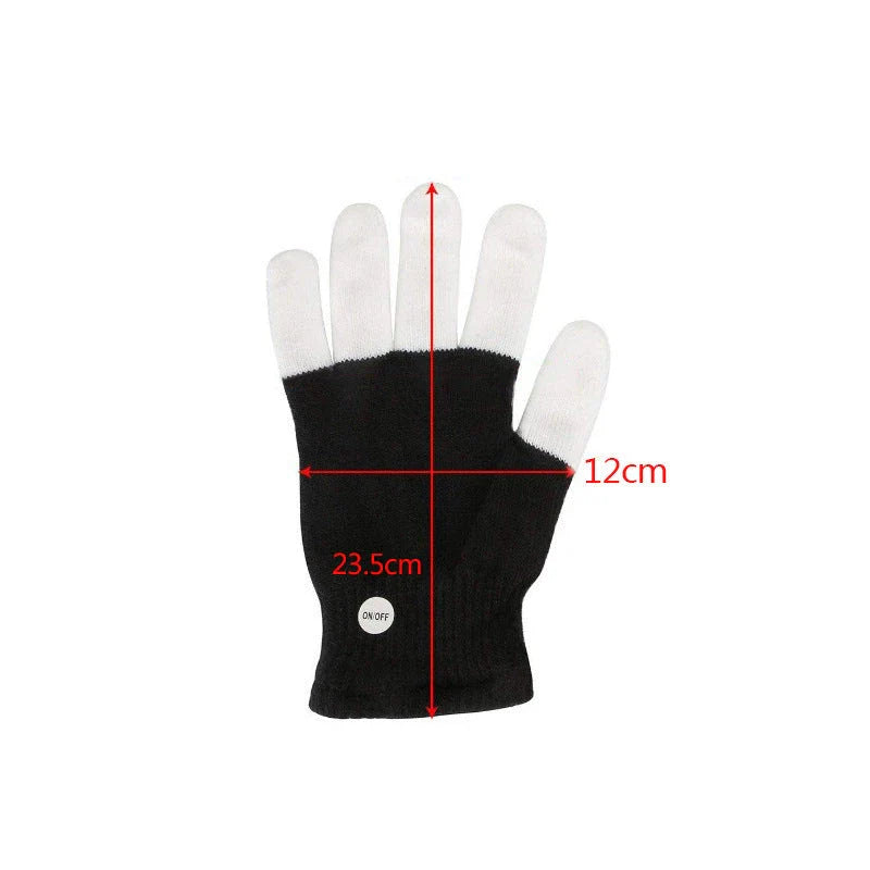 Vibrant Glow-in-the-Dark Party Gloves with Customizable Rainbow LED Lights for Dancing, Performing, and Everyday Wear
