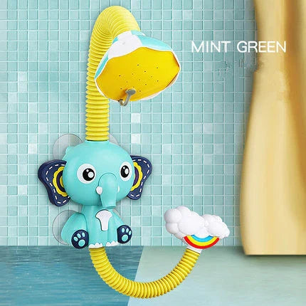 Cheerful elephant-shaped bath spray toy with adjustable 360-degree water spray for kids' fun and sensory development during bath time