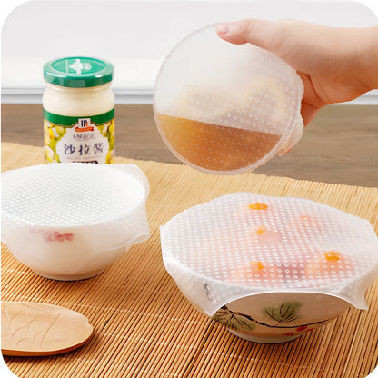 Food grade silicone stretch cling film covering bowl showing stretch capability and seal