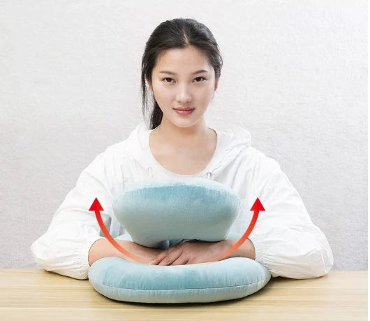 Comfortable U-Shaped Desk Neck Pillow with Plush Velvet Exterior and Adjustable Arm Rest Support
