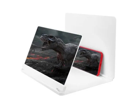 Black portable phone screen amplifier with 9 inch screen and integrated smartphone holder