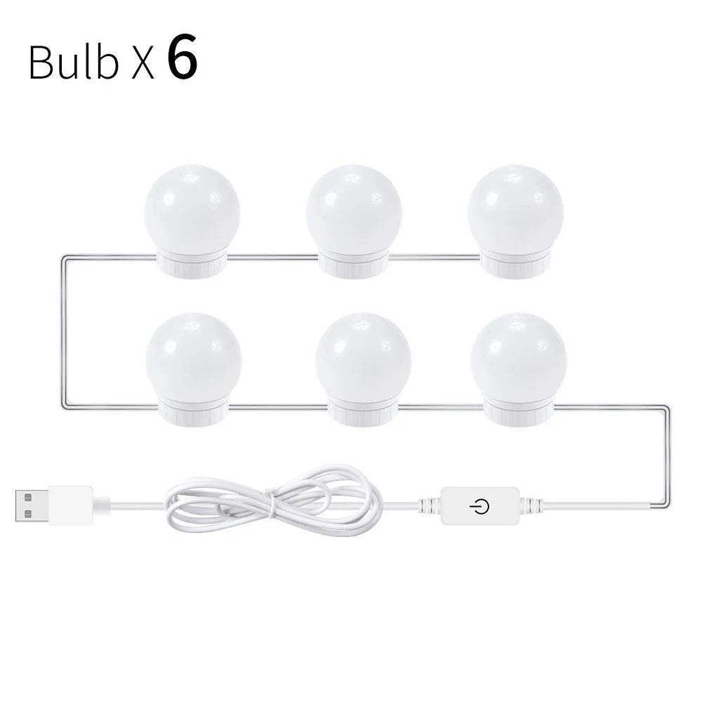 Adjustable Dimmable LED Mirror Light Bulb with Touch Control, Rotating Line, and Customisable Positioning