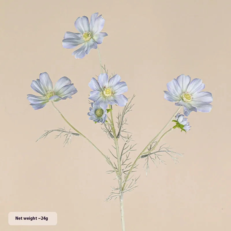Small artificial Persian chrysanthemum bouquet in milky white colour with plastic stems and silk petals