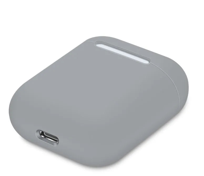 Soft silicone protective case for Apple AirPods charging box in various solid colours.