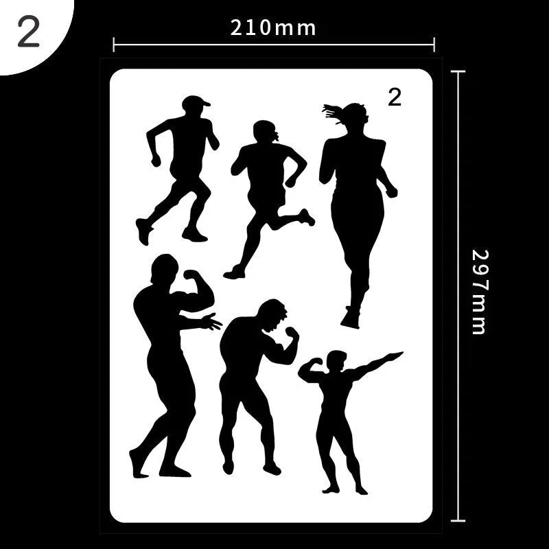 White plastic drawing stencil set with geometric cut-out patterns including hearts and stars