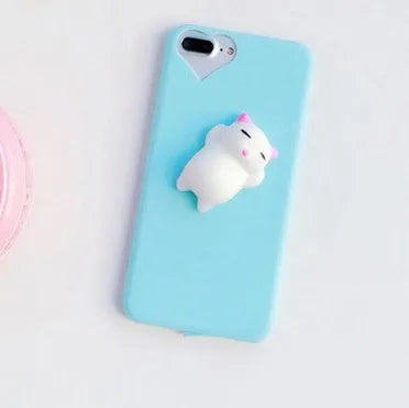 3D cartoon cat silicone TPU phone case for iPhone models, showing soft texture and anti-knock protection