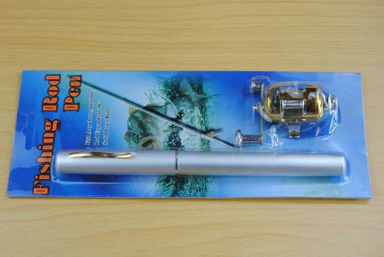 Telescopic drum pen rod fishing gear set for ice fishing in various colors