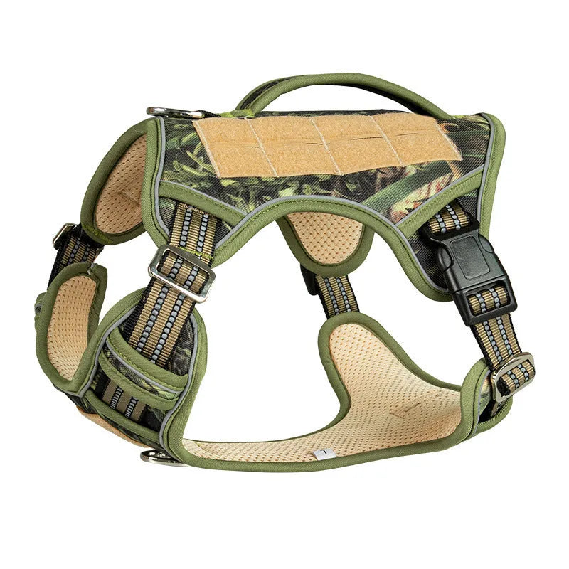 Tactical dog chest strap harness for search and rescue working dogs in Oxford cloth with adjustable sizing