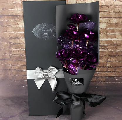 24K golden foil rose bundle in red, 9 stems, 30 cm tall for Valentine's gifting and home decor