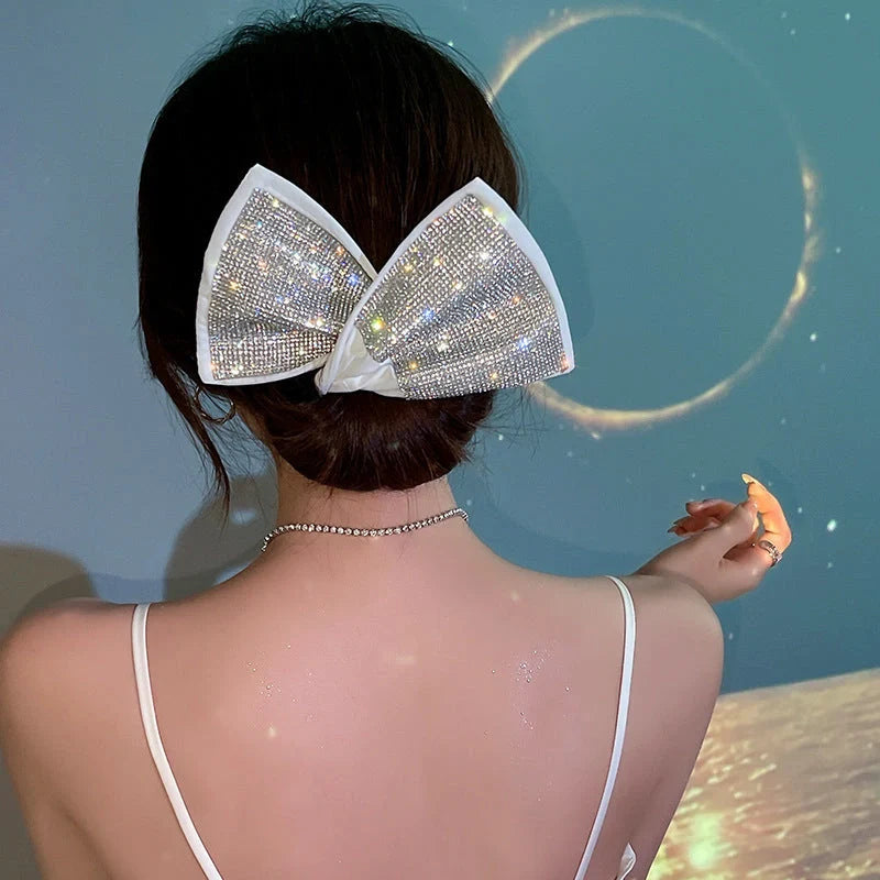 Celebrity Bun Hair Lazy Curler Rhinestone Headdress in black, white, or red for quick updo styling