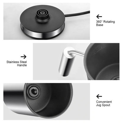 Electric Milk Frother in silver with stainless-steel body for coffee and cappuccino