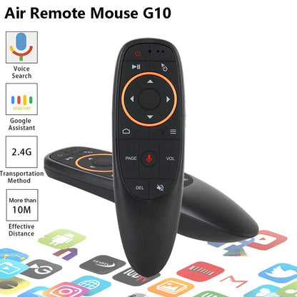 G10 G10S intelligent voice remote control with plastic shell, silicone buttons, and 164mm length