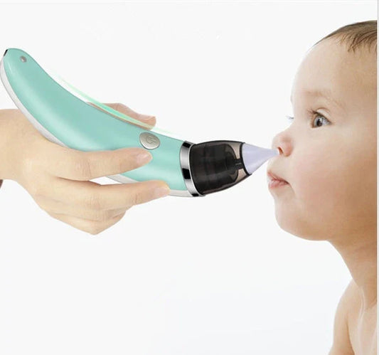 An electric nasal aspirator with adjustable suction levels, soft silicone tip, and BPA-free materials for effectively and comfortably clearing baby's congestion