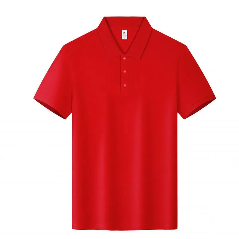 Loose fit short sleeve cotton lapel polo work shirt in multiple colour options